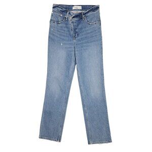 Abercrombie & Fitch 90s Straight Ultra High Rise Jeans Sz 26/2S Short Distressed